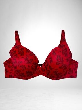 Soma Embraceable Full Coverage Bra Red Print Size 38C